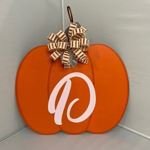 Pumpkin D Monogram Door Hanger